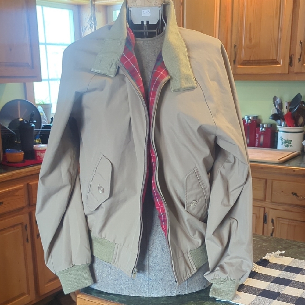 Women's Lands End Tan Jacket with Green Accents